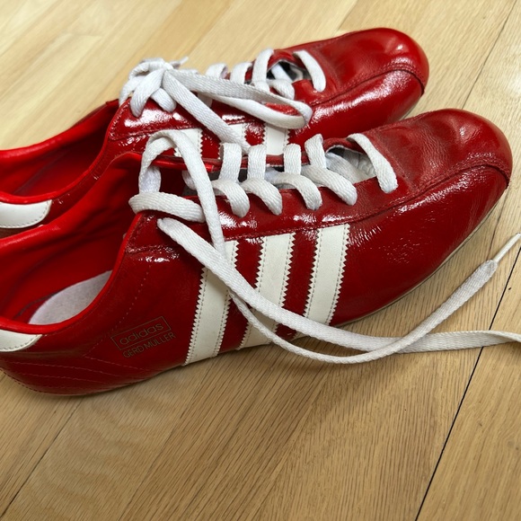 adidas | Shoes | Vintage Adidas Gerd Muller Red And White Patent Sneakers  Collectors | Poshmark